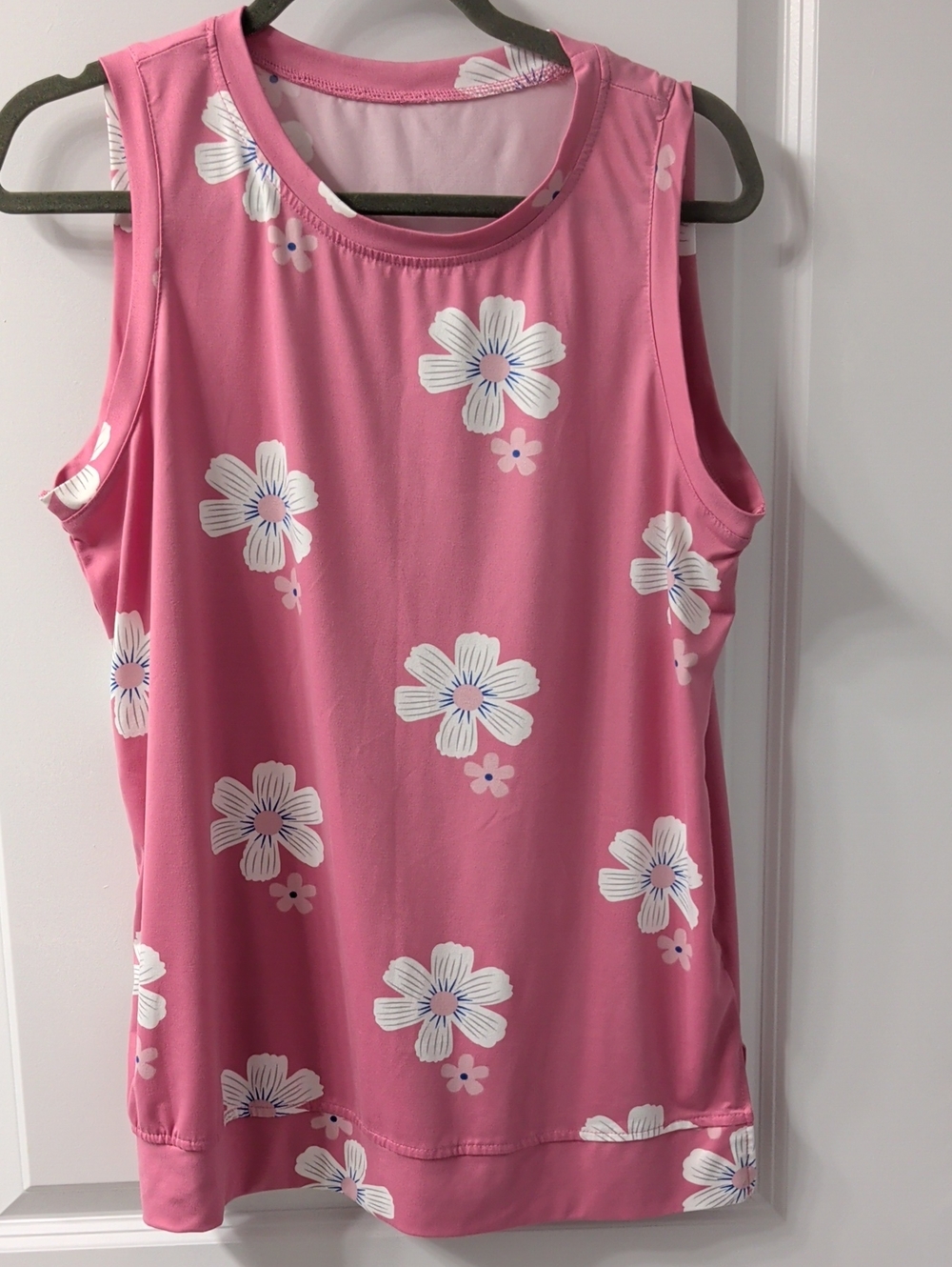 Pink Floral Sleeveless Tank Top